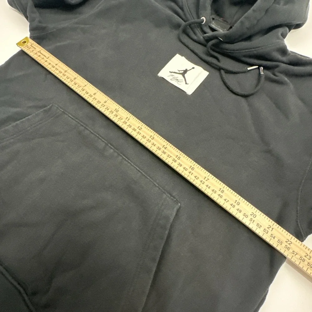 VTG Jordan Flight Hoodie Mens L Pullover Fleece Black EUC Center Chest Logo Fade